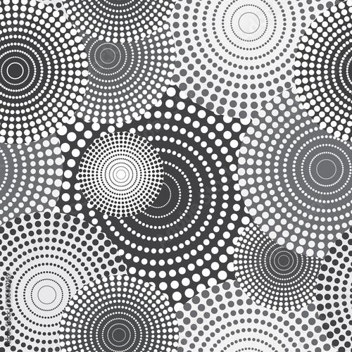 Seamless abstract pattern with dotted circles.
