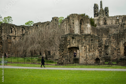 Kirkstall Abbey, Leeds: close-up on the thick walls of the abbey. photo