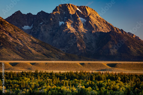 Sunrise at the Teton View pullout along the highway through the middle of Grand Teton National Park