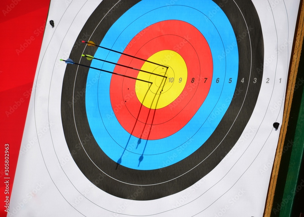 Archery target on the competition field Archery target on the competition field