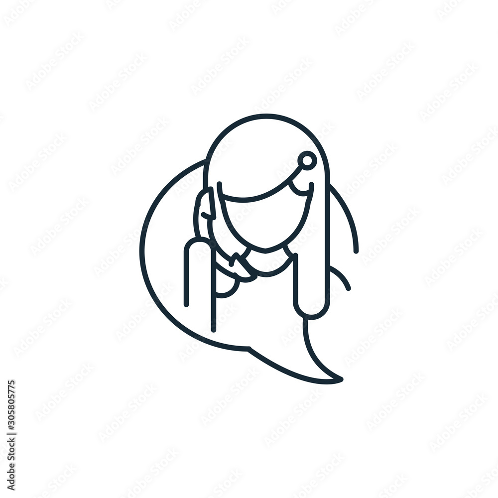 talking woman with phone in speech bubble line style talking woman with phone in speech bubble line style