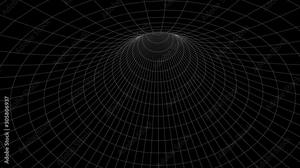 Fototapeta premium Vector illustration. 3D corridor mesh. Frame tunnel.