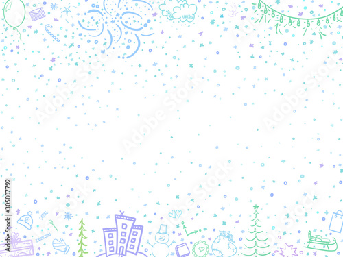 Hand drawn christmas pattern. Abstract sketchy banner with holiday xmas elements