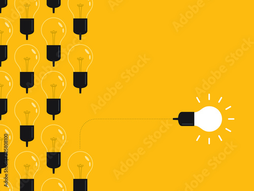 Think differently, standing out from the crowd -The graphic of light bulb represents business concept. New idea, change, trend, courage, creative solution, innovation and unique way concept. 
