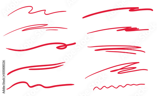 Hand drawn underlines on white. Wavy lines. Colorful illustration. Sketchy elements photo