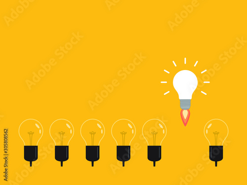 Think differently, standing out from the crowd -The graphic of light bulb represents business concept. New idea, change, trend, courage, creative solution, innovation and unique way concept. 