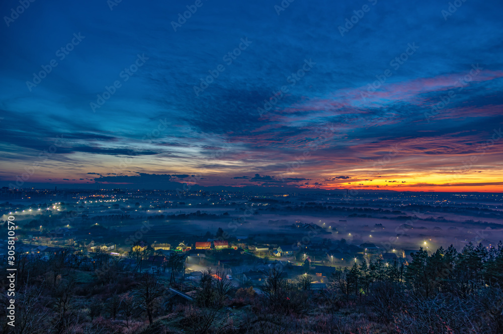 Beautiful sky over the evening city