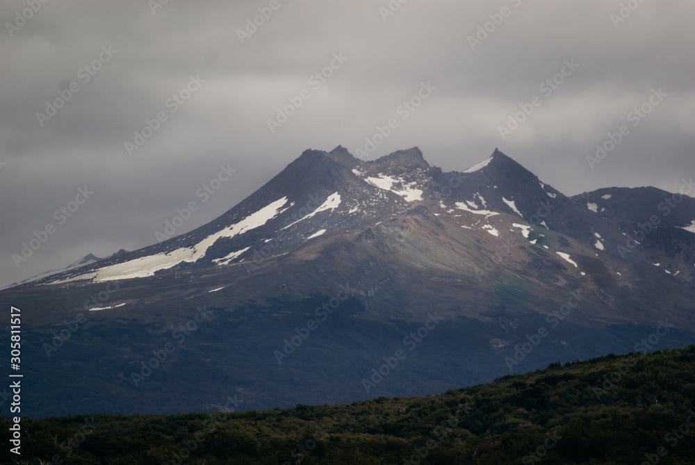Martial mountain range at Ushuaia Tierra del Fuego Argentina.