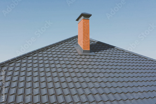Corrugated metal roof and metal roofing. Modern roof made of met