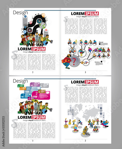 Business magazine, brochure layout with economy subject, vector