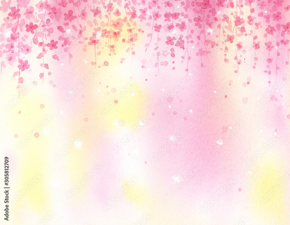 透明水彩で描くしだれ桜の背景 Stock Illustration Adobe Stock
