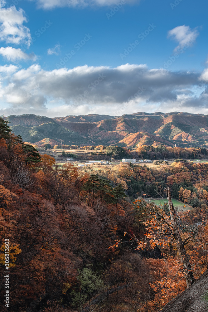 Autumn colors overlooking valley below