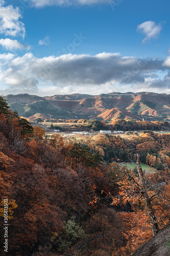 Autumn colors overlooking valley below
