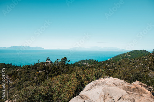 Pristine nature in Magnetic island  Australia  beautiful view on the ocean and green tropical forest below