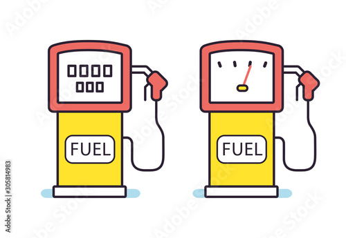 Gas filling station fuel pump icons