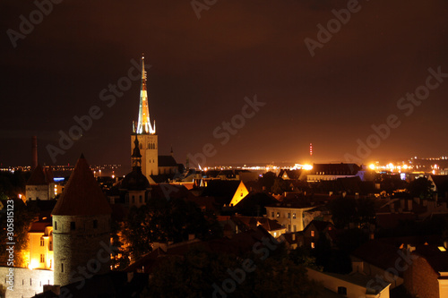 Downtown historical medieval Tallinn skyline with colored houses © willeye