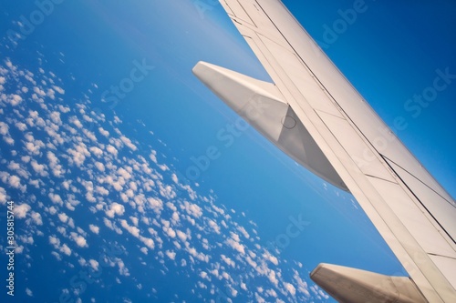 Aircraft wing from the airplane window