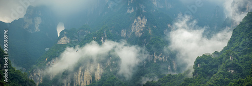 Photography Panoramic view of the famous holy sacred Tianmen mountains