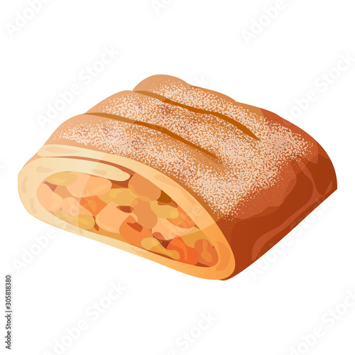 Cute cartoon strudel isolated on a white background. Flat style.
