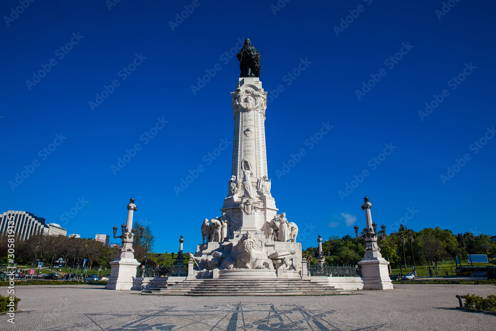 The Marquis of Pombal Square an important roundabout in the city of Lisbon in Portugal