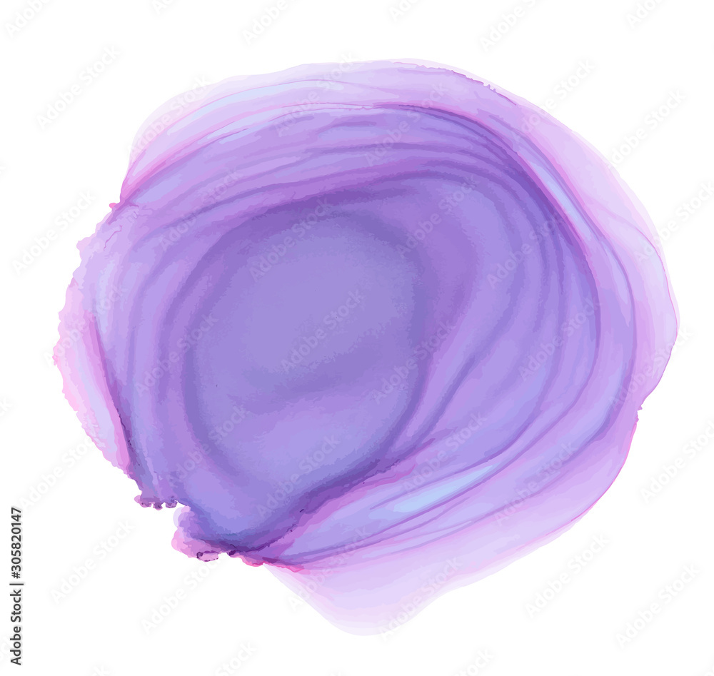 Purple hand painted alcohol ink vector texture. Violet abstract art background. Colorful watercolor wallpaper.