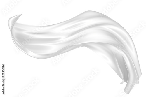 Abstract background of white wavy silk or satin. 3d rendering image.