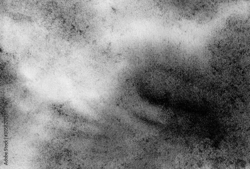 Gray ink effect water color illustration. Abstract white and black shades watercolor background. Grunge monochrome smeared grey aquarelle painted paper textured canvas for design, vintage card