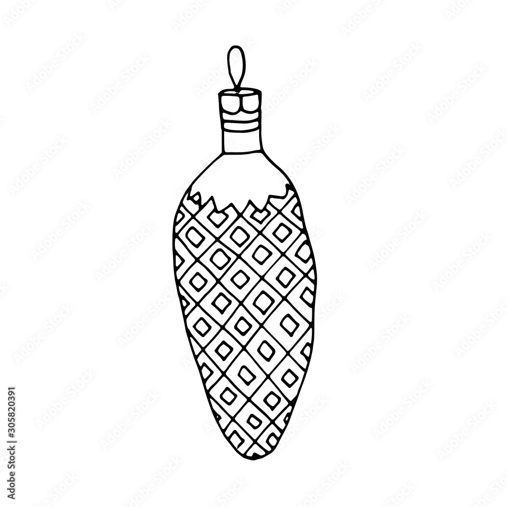 A hand drawn fir cones for Christmas and New Year decor. Element for for decoration holiday cards and invitations to the winter holidays. Isolated on white.