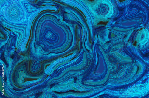 Vivid neon blue abstract liquid paint textured background with decorative spirals and swirls. Dark pattern for modern creative trendy design  marble texture style for illustrations