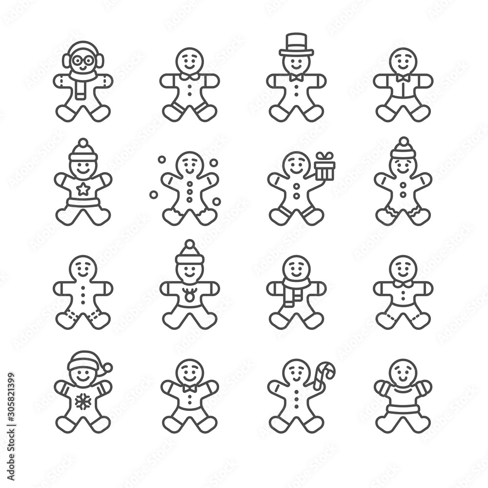 Gingerbread Man Vector Illustration Icon Set Gingerbread Man Vector Illustration Icon Set