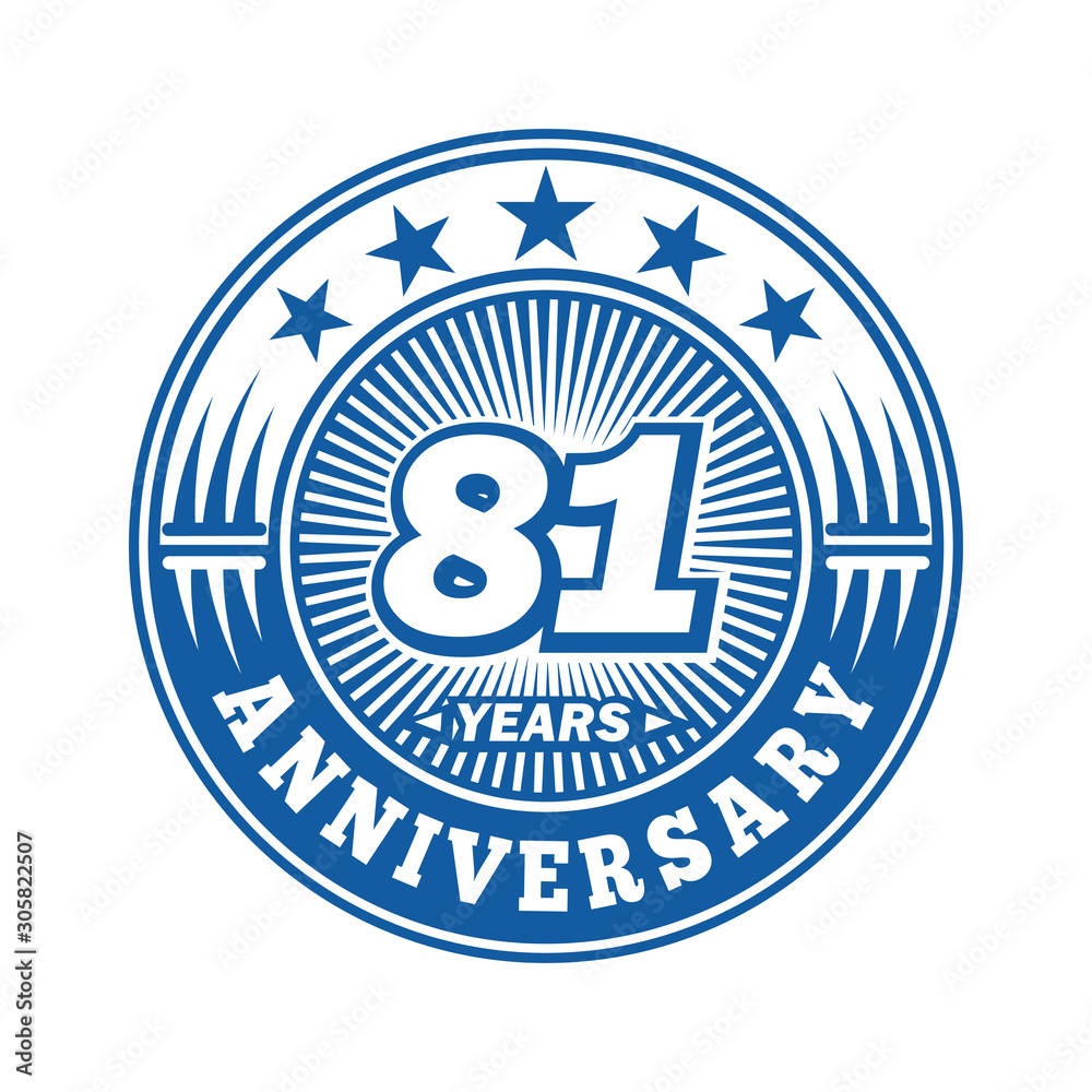 81 years logo. Eighty-one years anniversary celebration logo design. Vector and illustration. 81 years logo. Eighty-one years anniversary celebration logo design. Vector and illustration.
