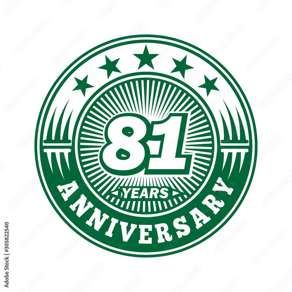 81 years logo. Eighty-one years anniversary celebration logo design. Vector and illustration.