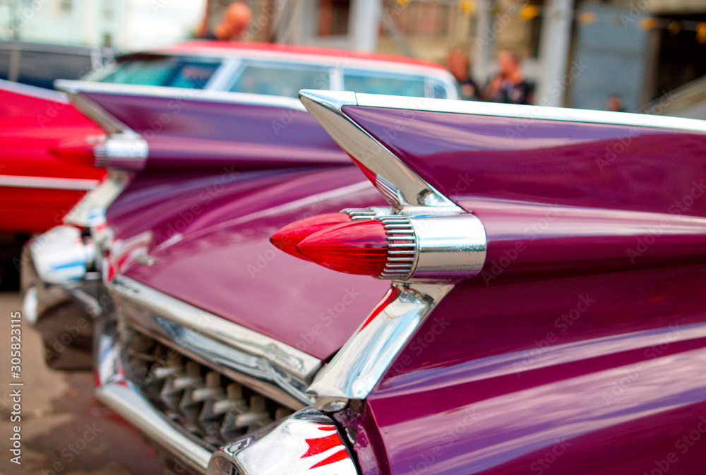 Classical American Vintage car. Back lights detail. Stock Photo | Adobe