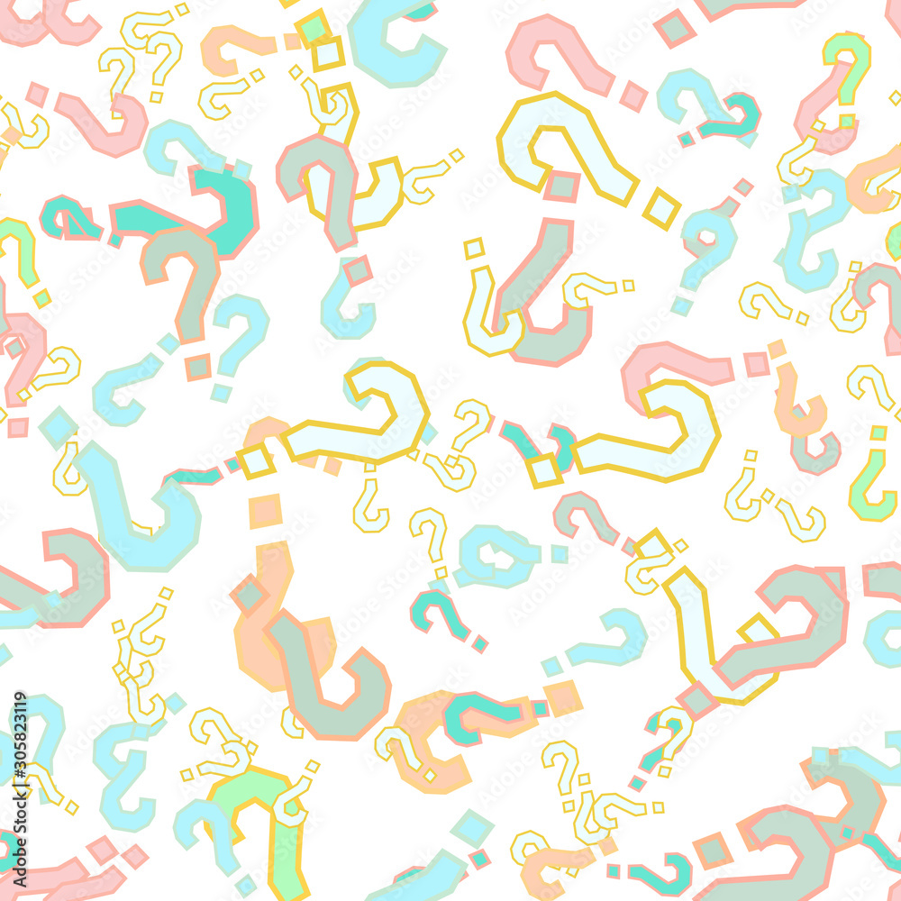 Quiz seamless pattern. Question marks, doubt, faq Quiz seamless pattern. Question marks, doubt, faq