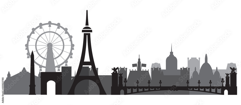 Naklejka premium Paris Skyline silhouette 3