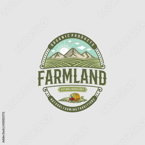 Farmland vintage logo design inspiration for agriculture business