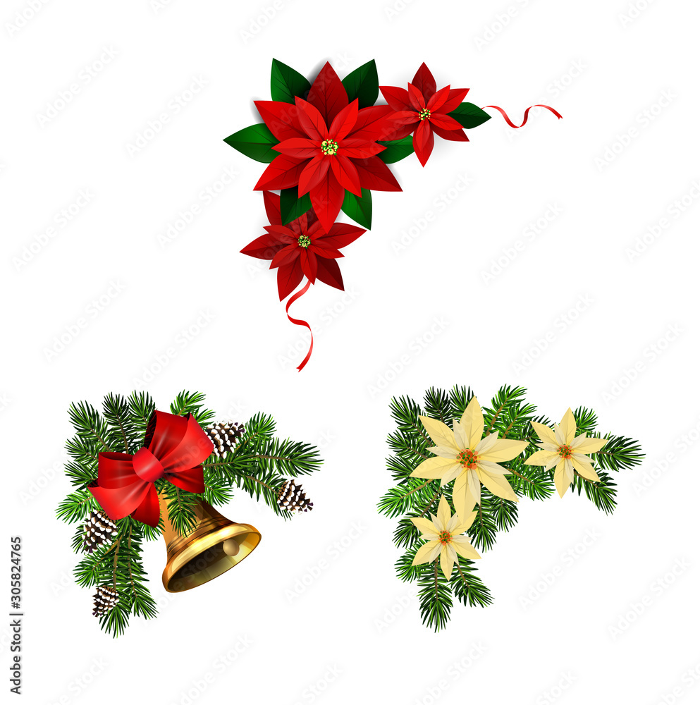 Christmas decorations with fir tree golden jingle bells Christmas decorations with fir tree golden jingle bells
