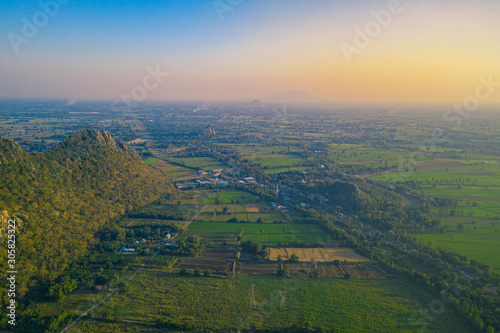 Aerial landscape in Nakhon Sawan, Thailand. Khao Nor, Khao Kaew landmarks, famous tourist attractions of Nakhon Sawan Province Thailand