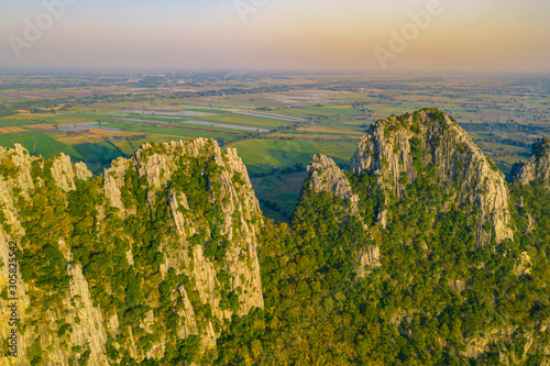 Aerial landscape in Nakhon Sawan, Thailand. Khao Nor, Khao Kaew landmarks, famous tourist attractions of Nakhon Sawan Province Thailand photo