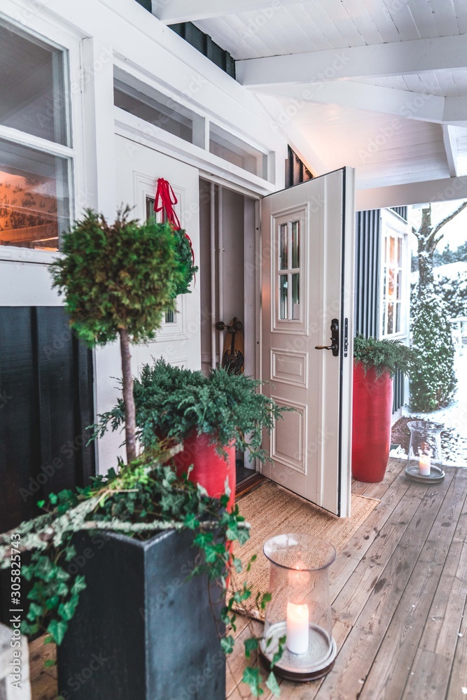 Welcoming Scandinavian Wooden House at Christmas