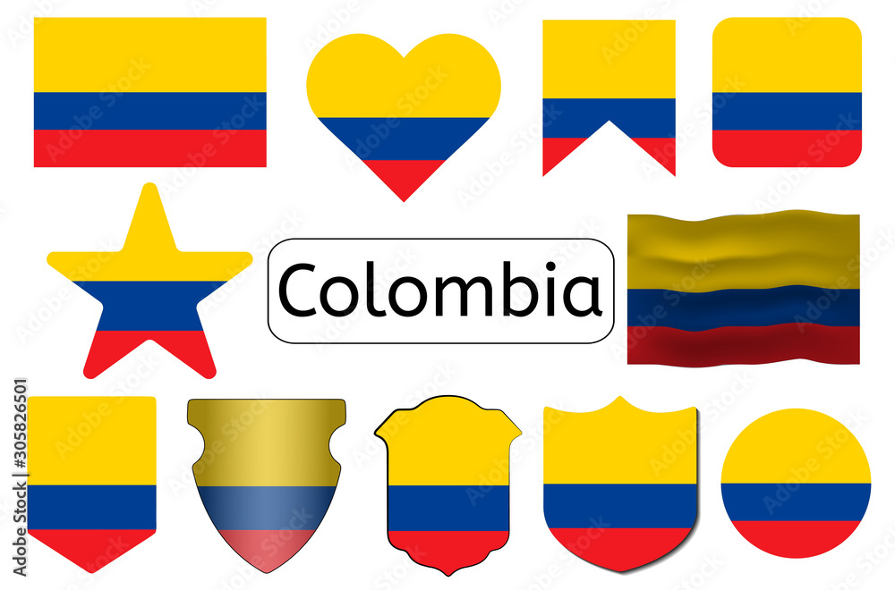 Colombian flag icon, Colombia country flag vector illustration