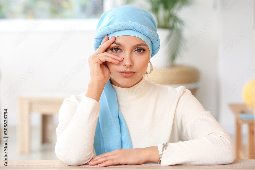Portrait of beautiful Muslim woman at home Portrait of beautiful Muslim woman at home