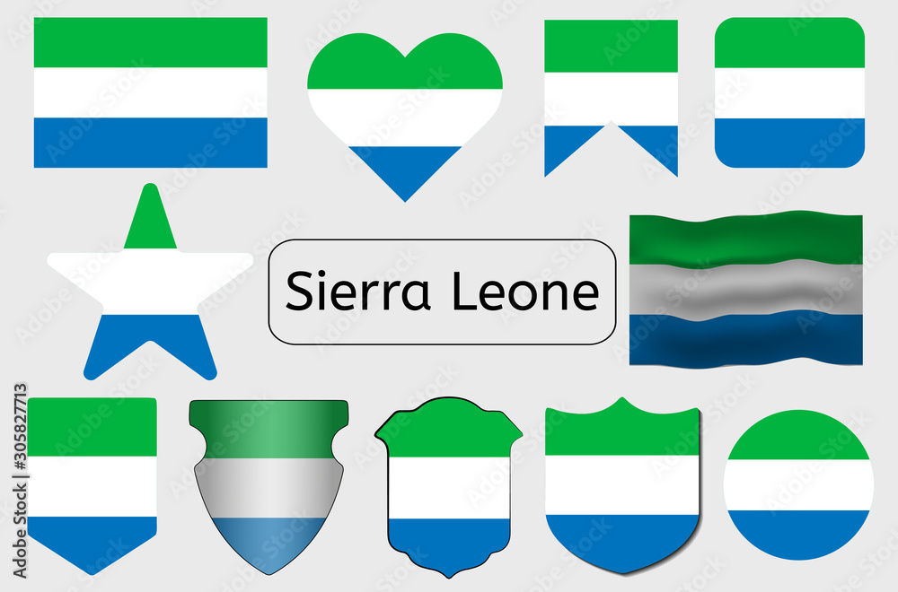 Sierra Leonean flag icon, Sierra Leone country flag vector illustration Sierra Leonean flag icon, Sierra Leone country flag vector illustration
