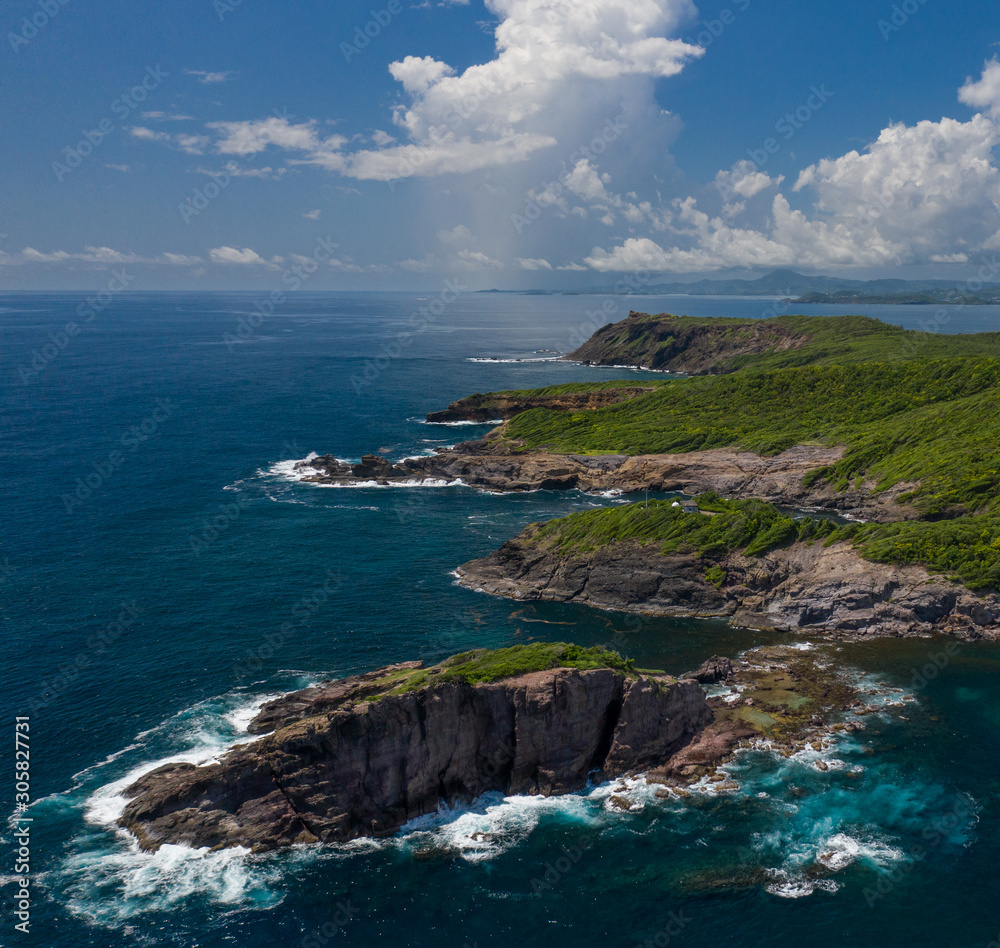 Vue aérienne de la presqu’île de la Caravelle, en Martinique