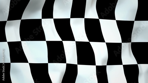 Black and White Deformed Checker Texture - Finish Flag - 3D Rendering