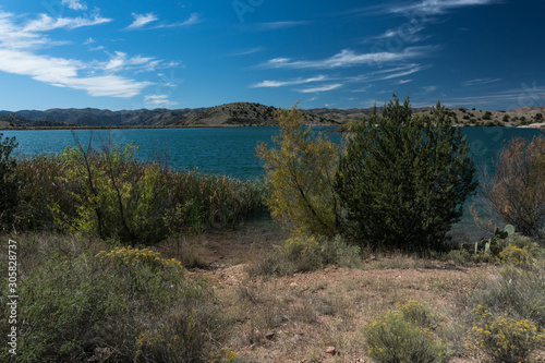 Horizontal vista of Bill Evans Lake in New Mexico.
