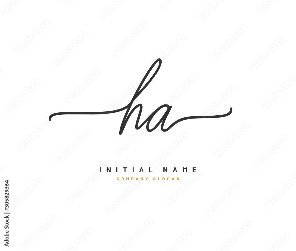 H A HA Beauty vector initial logo, handwriting logo of initial signature, wedding, fashion, jewerly, boutique, floral and botanical with creative template for any company or business.