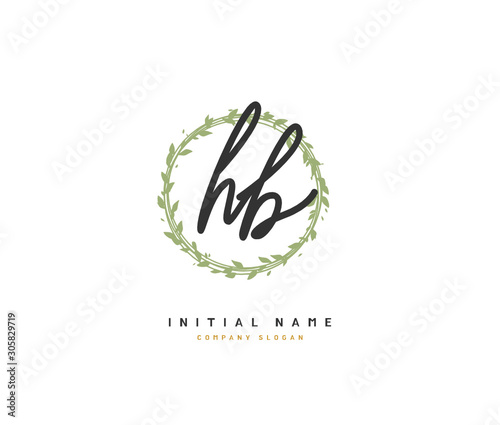 H B HB Beauty vector initial logo, handwriting logo of initial signature, wedding, fashion, jewerly, boutique, floral and botanical with creative template for any company or business.