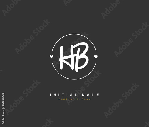 H B HB Beauty vector initial logo, handwriting logo of initial signature, wedding, fashion, jewerly, boutique, floral and botanical with creative template for any company or business.