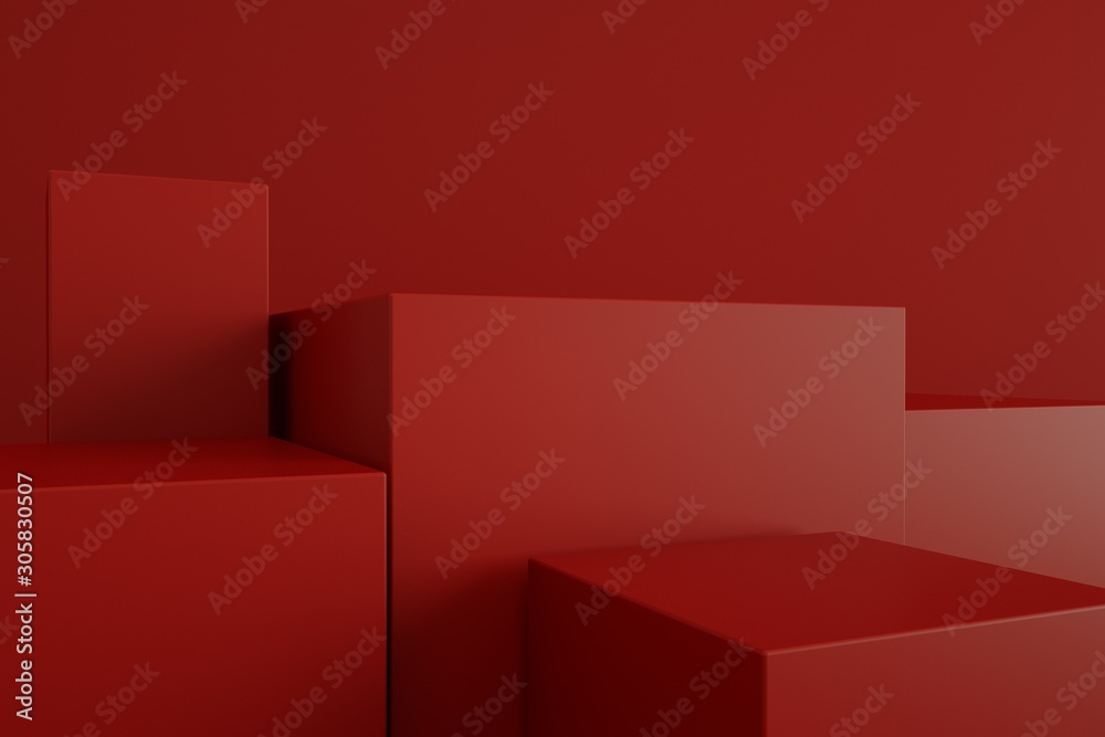 Φωτογραφία 3D rendering of the red geometric background can be used for commercial advertis